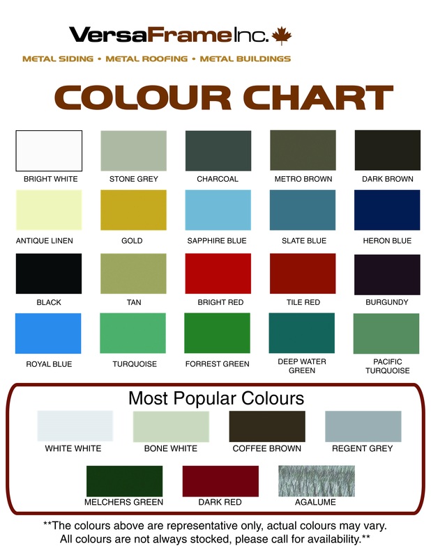 Metal Roofing Color Chart - Northern Storage Sheds / Fort St John 